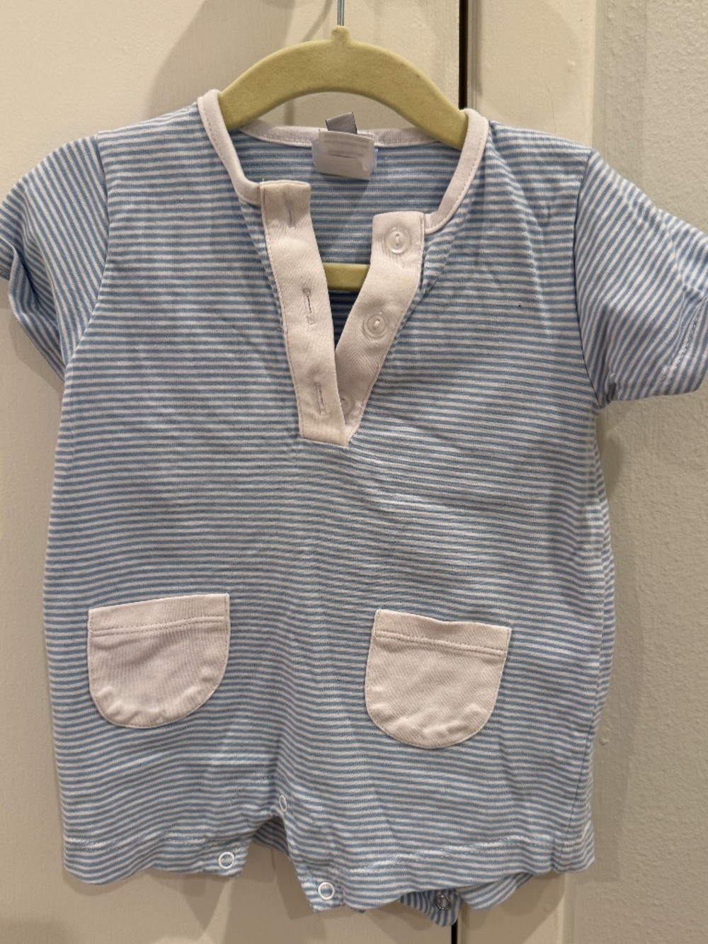 Bella Bliss Boys Blue Stripped Short Romper 9 mo
